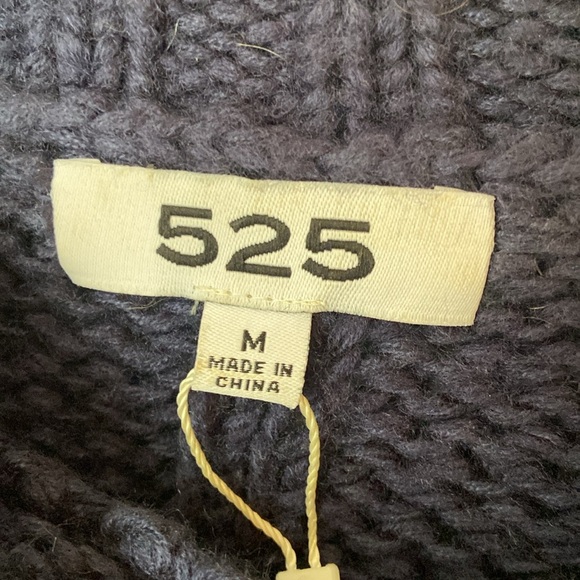 525 America Cable Knit Fringe Mock Neck Pullover Jumper Sweater Navy - Picture 3 of 7